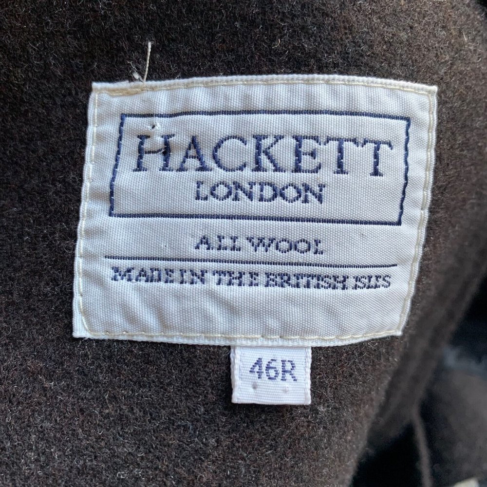009 - Hackett London Coat Jacket Size 46 Regular Dark Brown Pure Wool Unlined - Picture 7 of 8